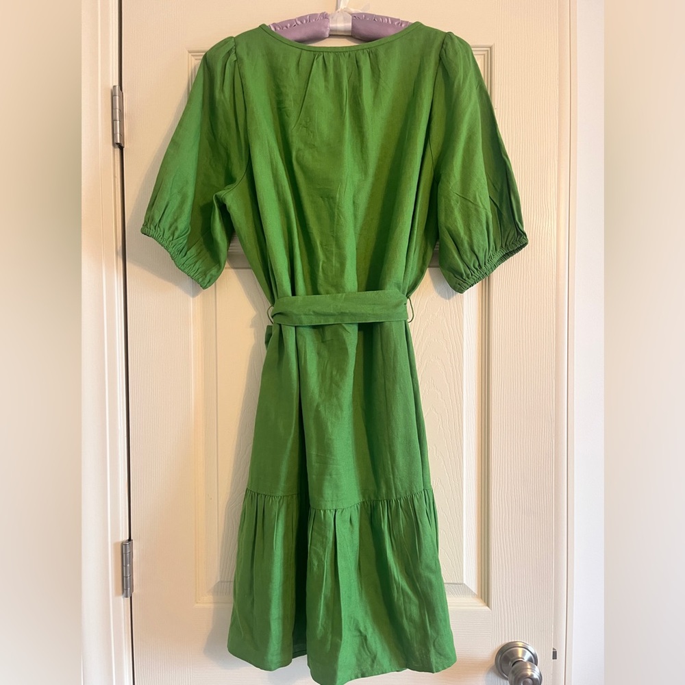 Ann Taylor Green Puff-Sleeve Midi Dress XLP - Picture 4 of 13
